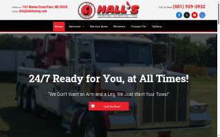 Hall's Towing Service website