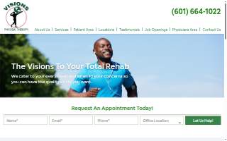 Visions Physical Therapy website