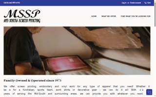 Mid South Screen Printing website