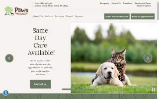 Pampered Paws Animal Hospital website