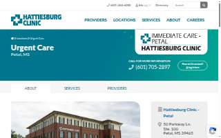 Hattiesburg Clinic Immediate Care - Petal website