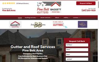 Pine Belt Gutters & Baggett Roofing website