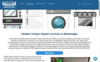 CJ Washer and Dryer Repair Services website