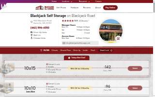 Blackjack Self Storage website