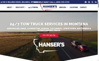 Hanser’s Towing & Semi Truck Heavy Wrecker website