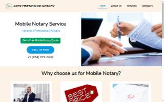 Apex Friendship Notary website