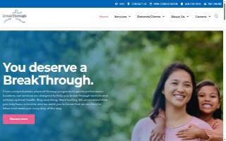 BreakThrough Physical Therapy of Cary website