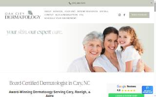 Oak City Dermatology website