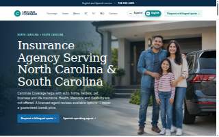 Carolinas Coverage Insurance Agency website