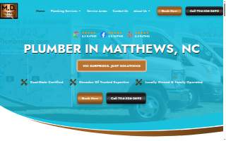 M.D. Plumbing, Water Heater & Sewer Repair website
