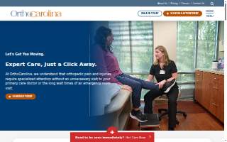 OrthoCarolina Hand Center website