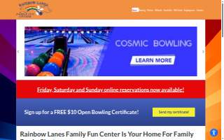 Rainbow Lanes Family Fun Center website