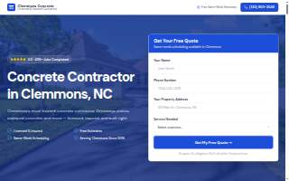 Clemmons Concrete website