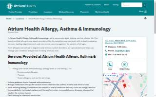 Atrium Health Allergy, Asthma & Immunology website