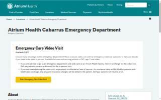 Atrium Health Cabarrus Emergency Department website