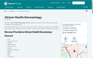 Atrium Health Dermatology of Concord website