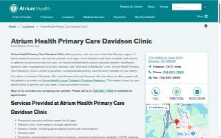 Atrium Health Urgent Care of Davidson website