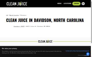 Clean Juice of Davidson website