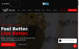 Valor Massage website