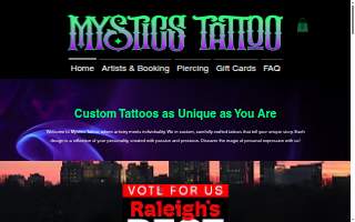 Mystics Tattoo & Game Lounge website