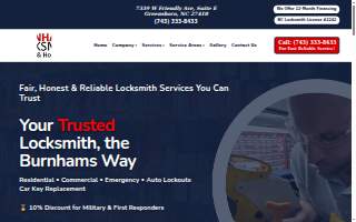 Burnhams Locksmith LLC website
