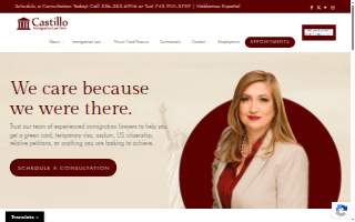 Castillo Immigration Law Firm website