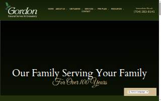 Gordon Funeral Service & Crematory website