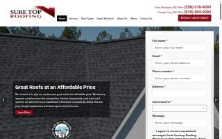 Suretop Roofing of Morrisville website