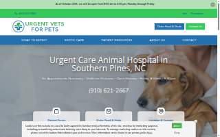 Urgent Vets for Pets of Southern Pines website
