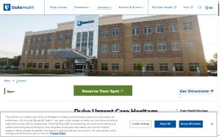 Duke Urgent Care Heritage website