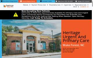 Heritage Urgent & Primary Care - Wake Forest website