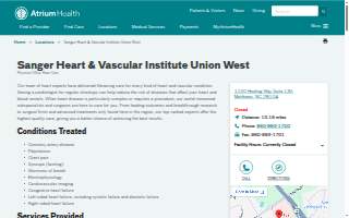 Atrium Health Sanger Heart & Vascular Institute of Weddington website