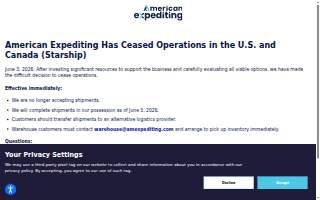 American Expediting of Wilmington website
