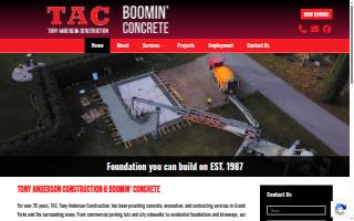 Tony Anderson Construction Inc. & Boomin' Concrete website
