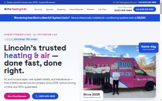 All Pro Heating and Air Conditioning website