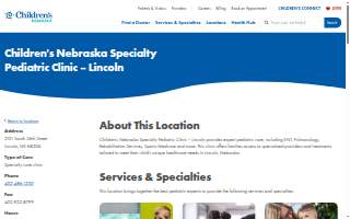 Children's Nebraska Specialty Pediatric Clinic - Lincoln website