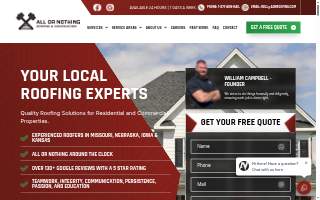 All or Nothing Roofing of Omaha website
