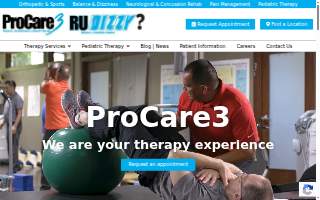 ProCare3 Orthopedic, Pediatric & Aquatic Therapy Clinic website