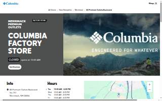 Columbia Factory Store of Merrimack website