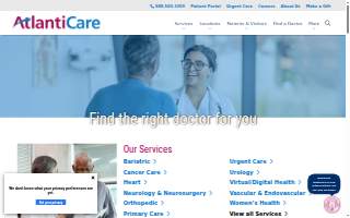 AtlantiCare Health Services website