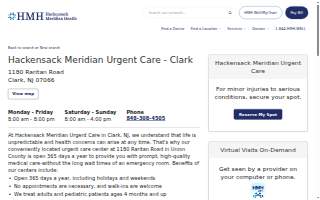 Hackensack Meridian Urgent Care - Clark website