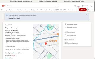 Walgreens Pharmacy of Cranford website