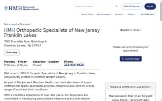 HMH Orthopedic Specialists of New Jersey website
