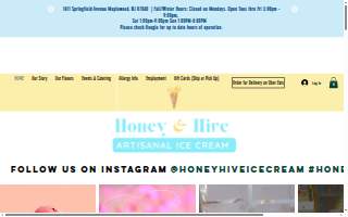 Honey & Hive Artisanal Ice Cream website