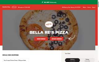 Bella Re's Pizza website