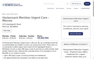 Hackensack Meridian Urgent Care - Monroe website