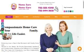 Home Sure Home Care - New Brunswick website