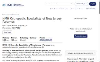 HMH Orthopedic Specialists of New Jersey website