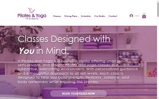 V Pilates and Yoga website
