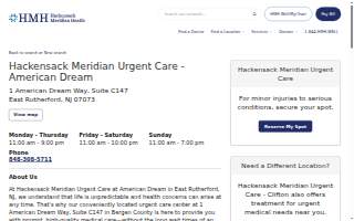 Hackensack Meridian Urgent Care at American Dream website